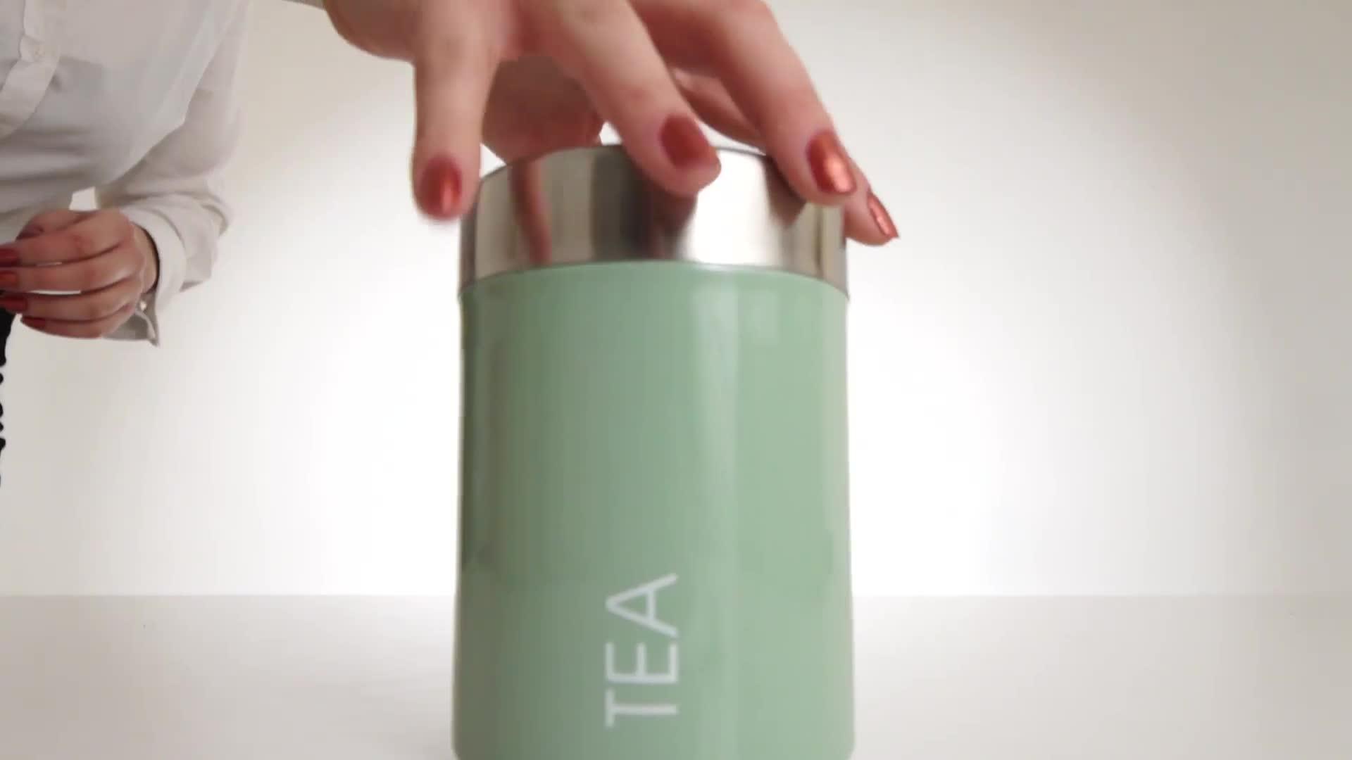 Video of interiors-by-premier-liberty-set-of-3-pistachio-enamel-canisters