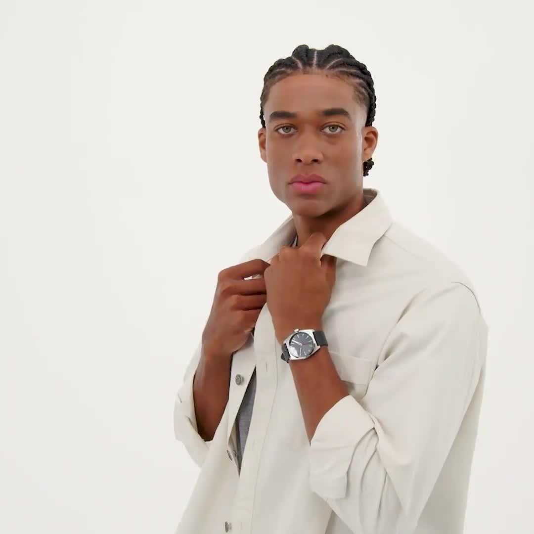 Video of hugo-gents-hugo-ark-black-leather-strap-watch