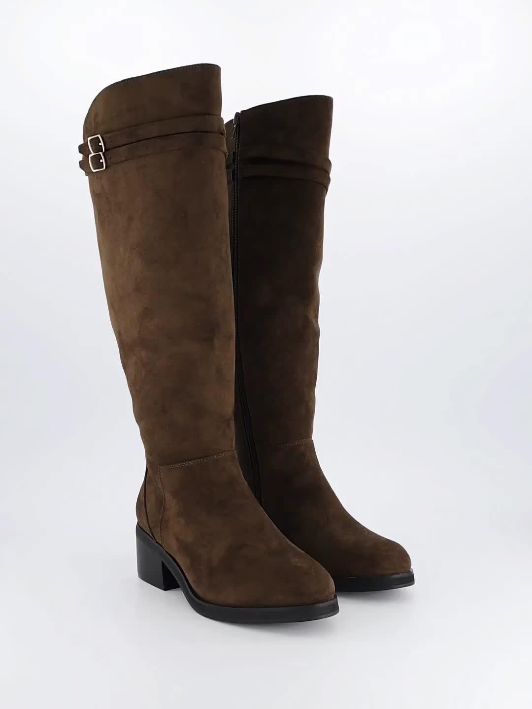 Video of the-very-collection-wide-fit-block-heel-knee-boot-with-wider-fitting-calf-green