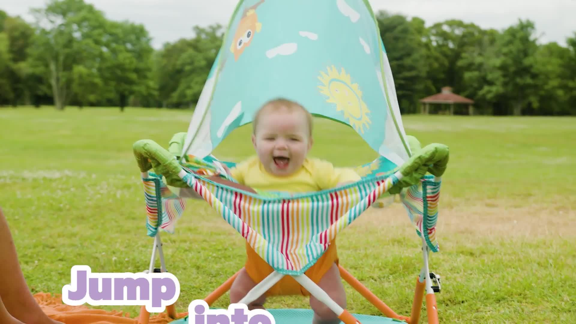 Video of bright-starts-pop-n-jump-portable-activity-jumper-owl-forest