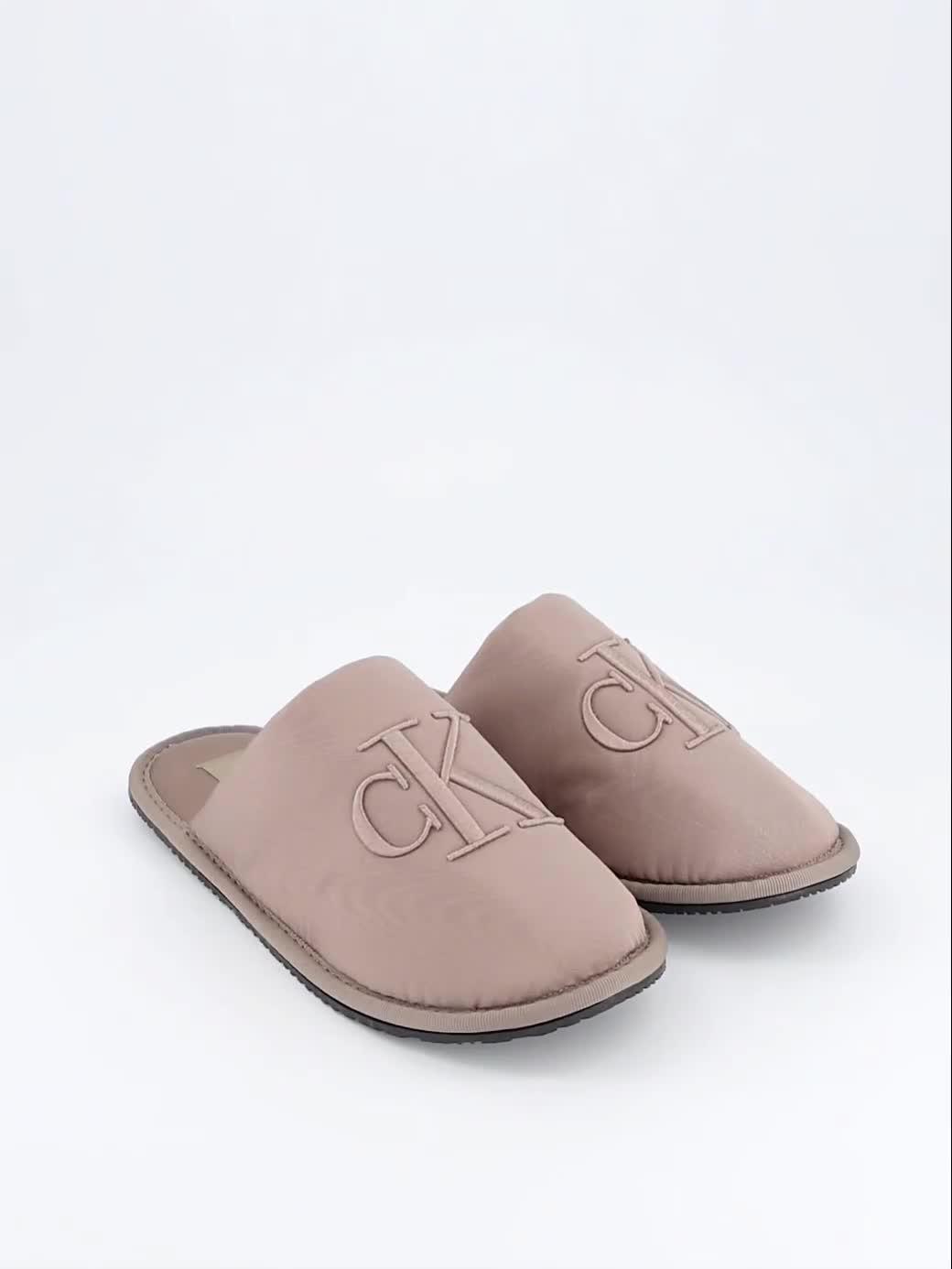 Video of calvin-klein-satin-slippers-beige