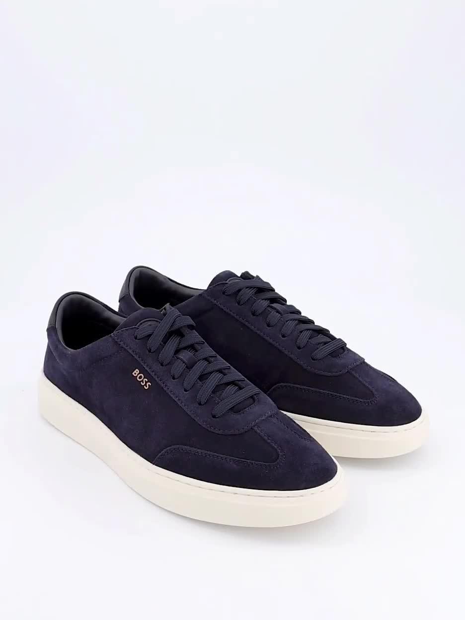 Video of boss-kieran-tenn-suede-trainers-navy