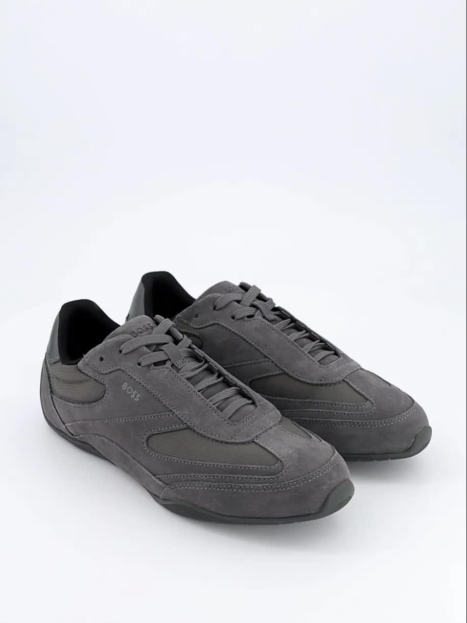 Video of boss-jaylen-low-profile-suede-trainers-grey