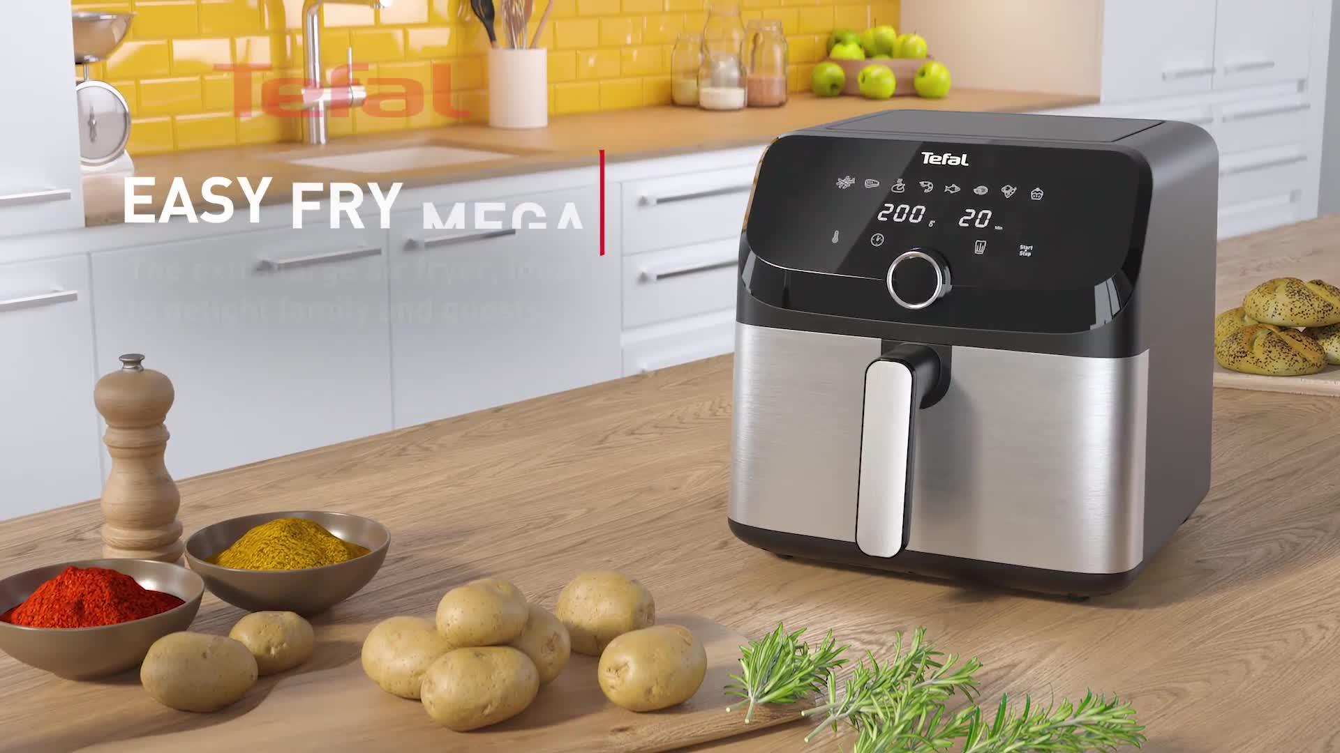 Video of tefal-easy-fry-mega-75l-air-fryer-stainless-steel