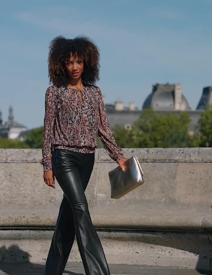 Image thumbnail 6 of 6 of Sosandar Faux Leather Bootcut Trousers - Black
