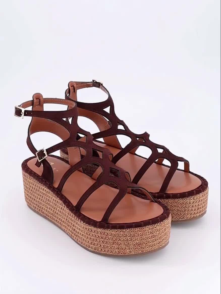 Video of the-very-collection-gladiator-wedge-sandals-brown