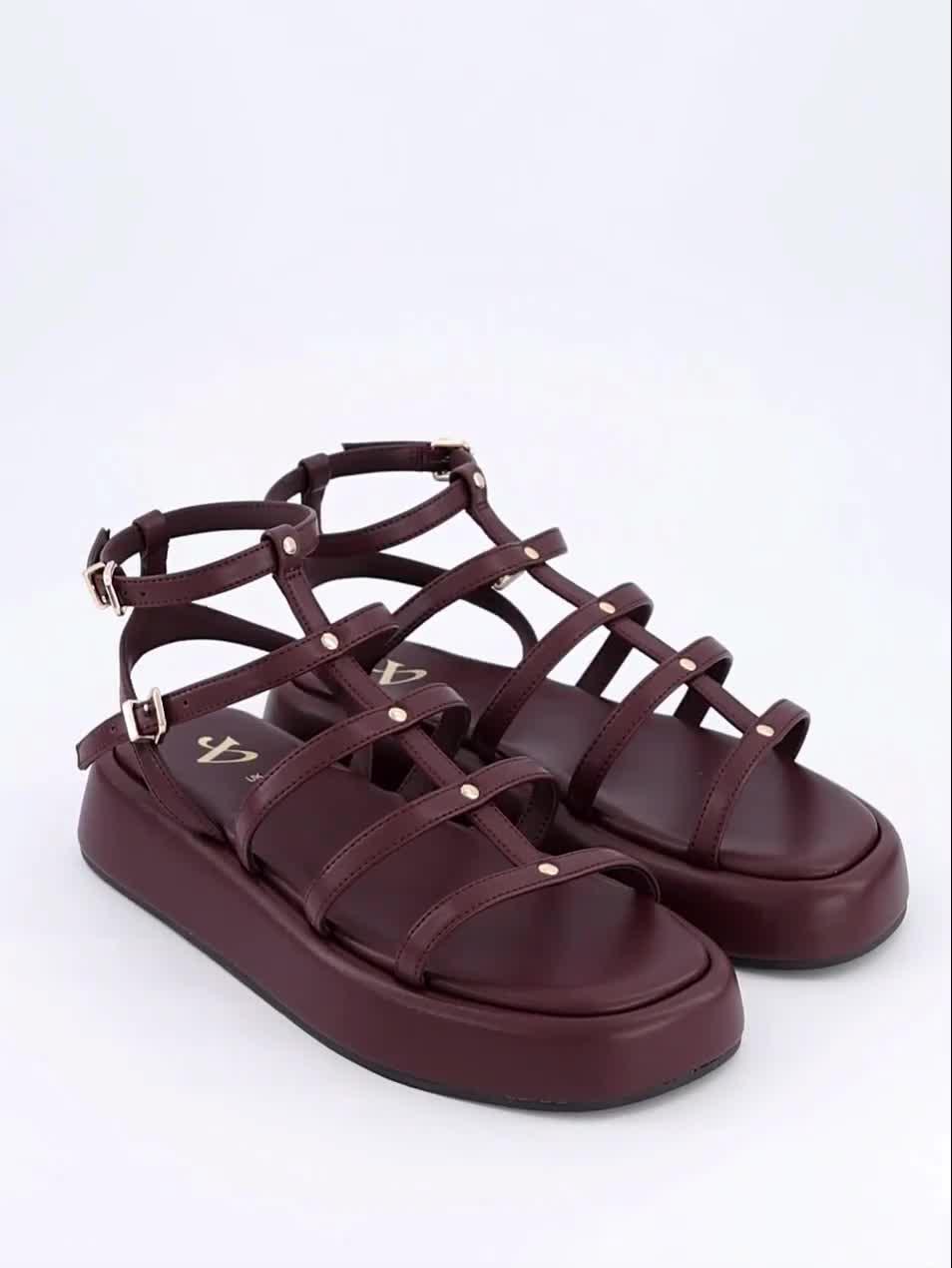 Image thumbnail 7 of 7 of The Very Collection Gladiator Flatform Sandals - Burgundy