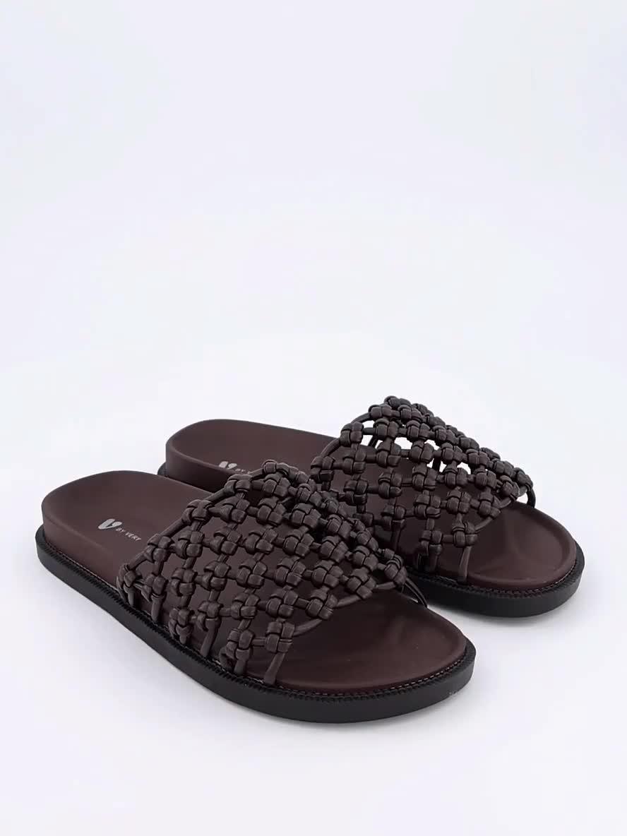 Image thumbnail 7 of 7 of The Very Collection Wide Fit Woven Footbed Slider - Brown
