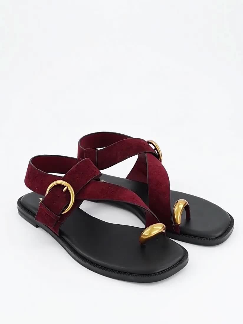Image thumbnail 7 of 7 of The Very Collection Flat Sandal With Toe Ring - Red