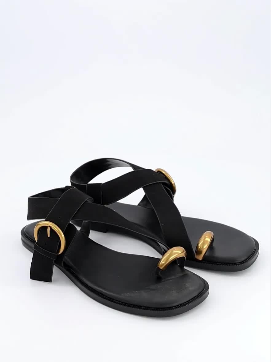 Image thumbnail 7 of 7 of The Very Collection Flat Sandal With Toe Ring - Black