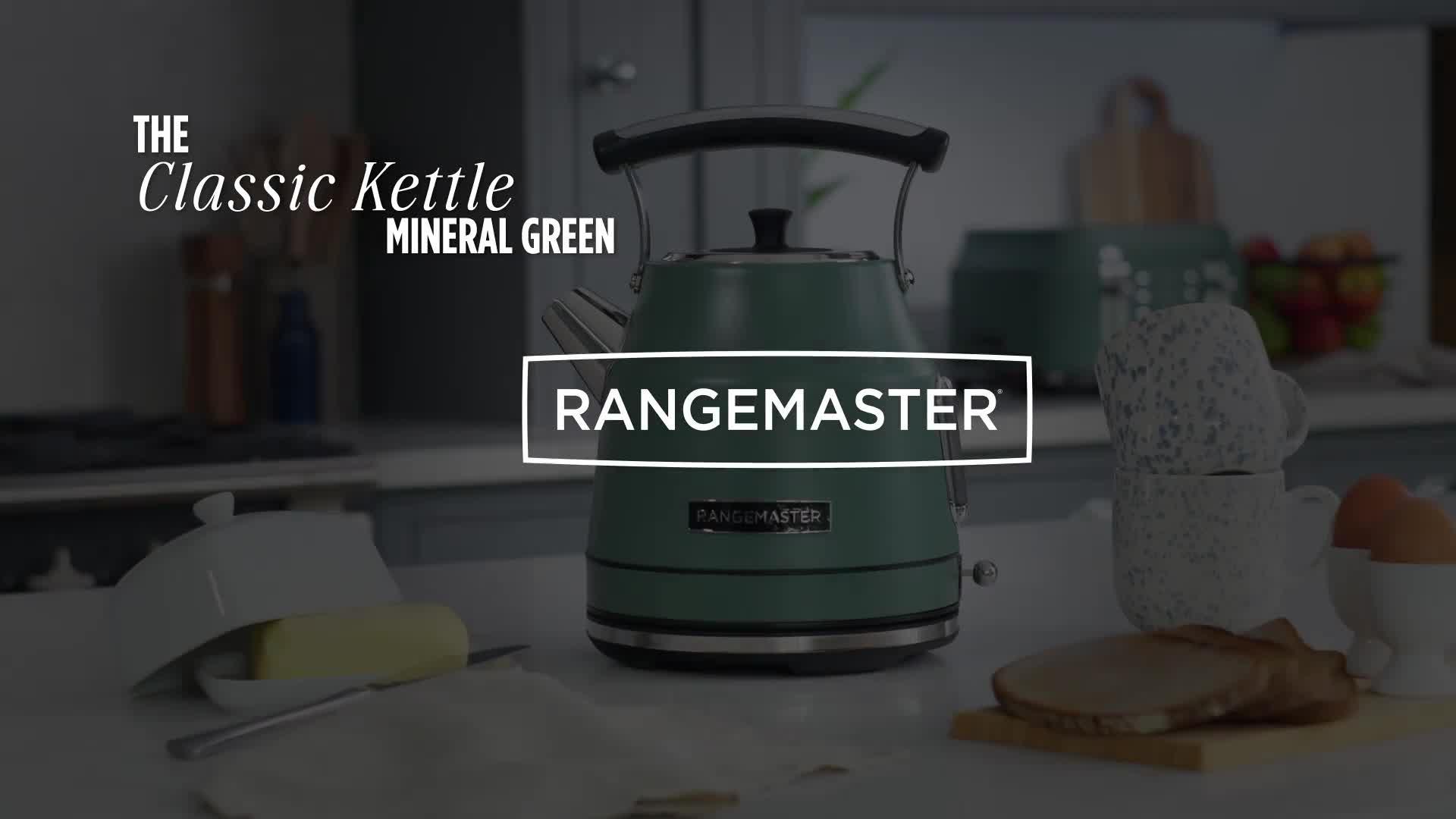 Video of russell-hobbs-rangemaster-rmcldk301mg-classic-kettle-in-matt-mineral-green