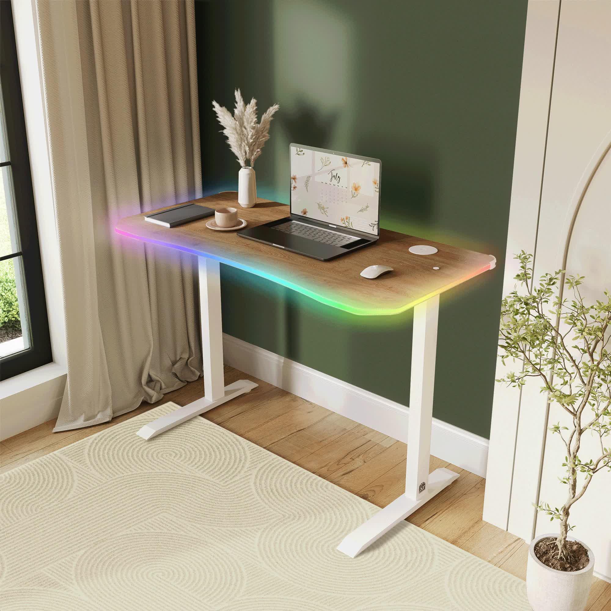 Video of xr-living-oka-office-desk-with-wireless-charging-and-app-controlled-lednbsplight