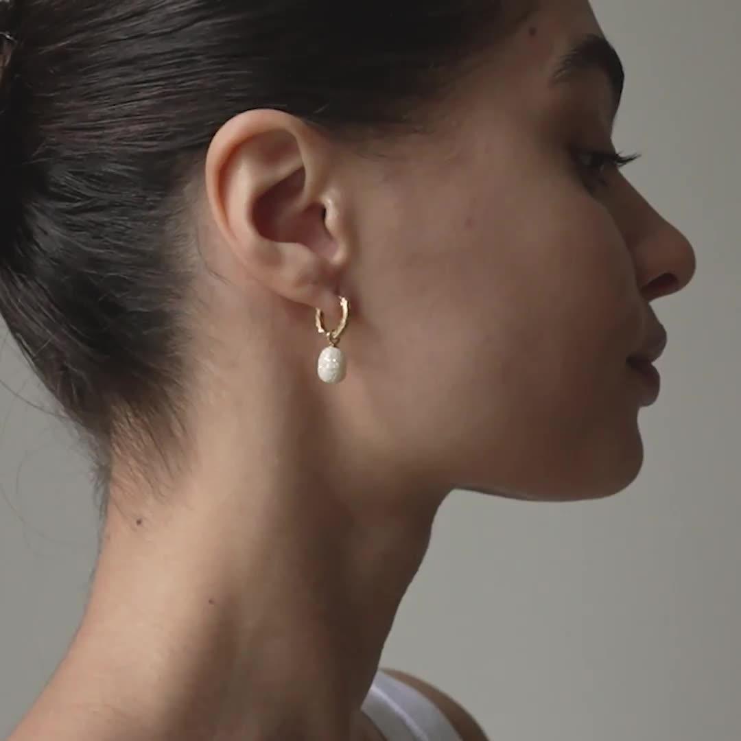 Image thumbnail 4 of 4 of ENAMEL Copenhagen Significant Enamel Hoop Earrings Sparkle 18k Gold Plated Sterling Silver