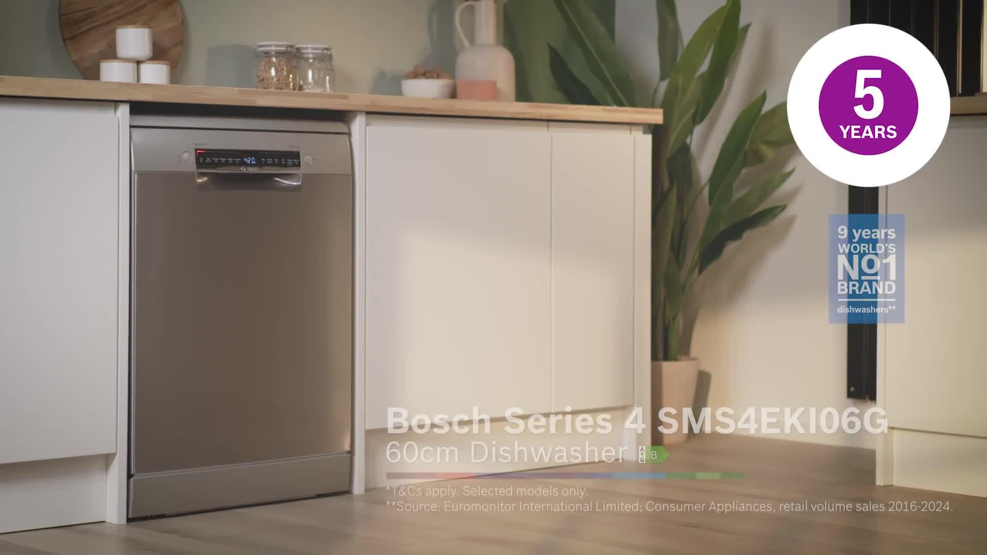 Video of bosch-series-4-60cm-widenbspfull-size-dishwasher-sms4eki06g-with-speedperfectnbsp--silver