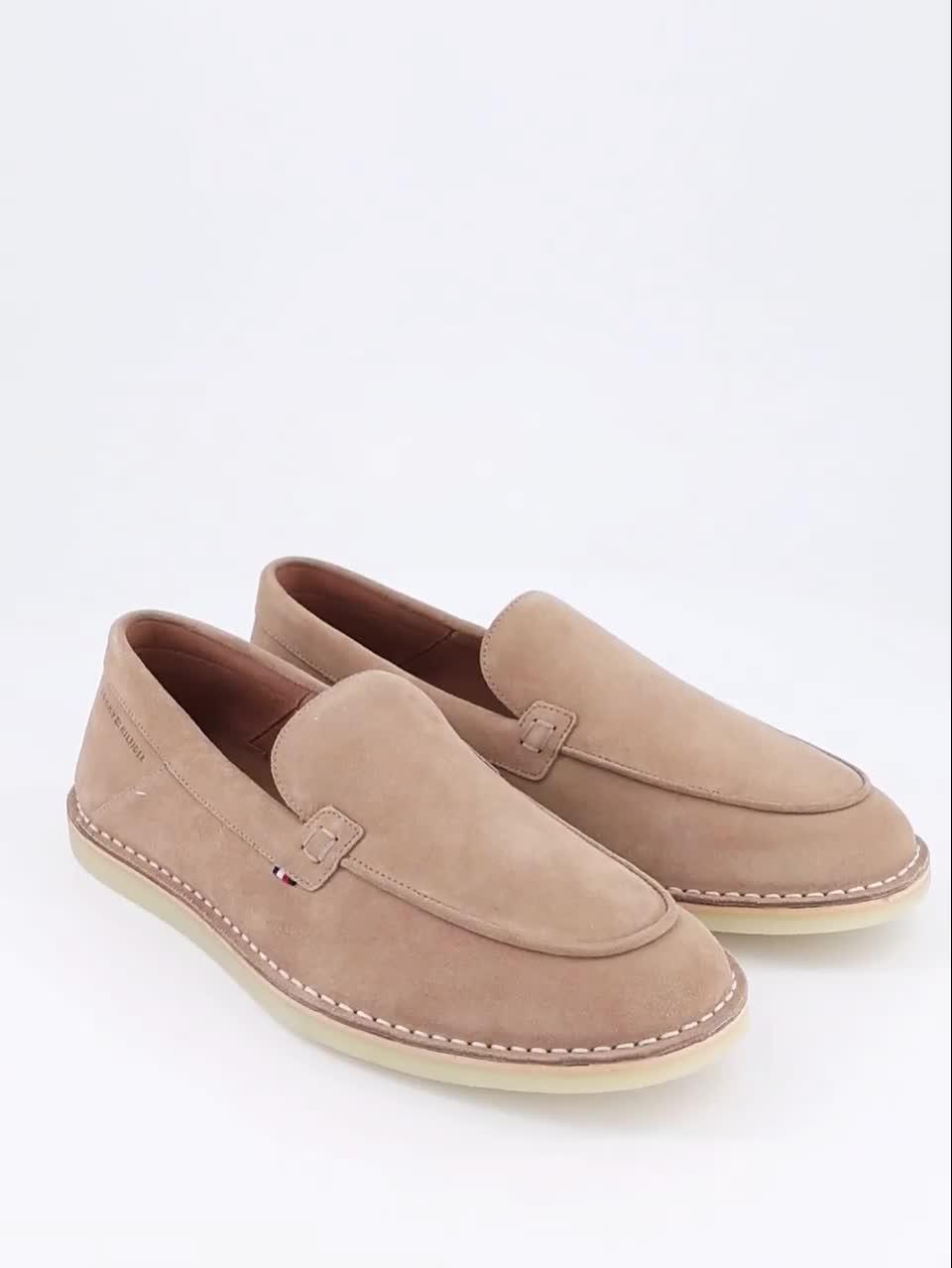 Video of tommy-hilfiger-stitchdown-suede-loafer-natural