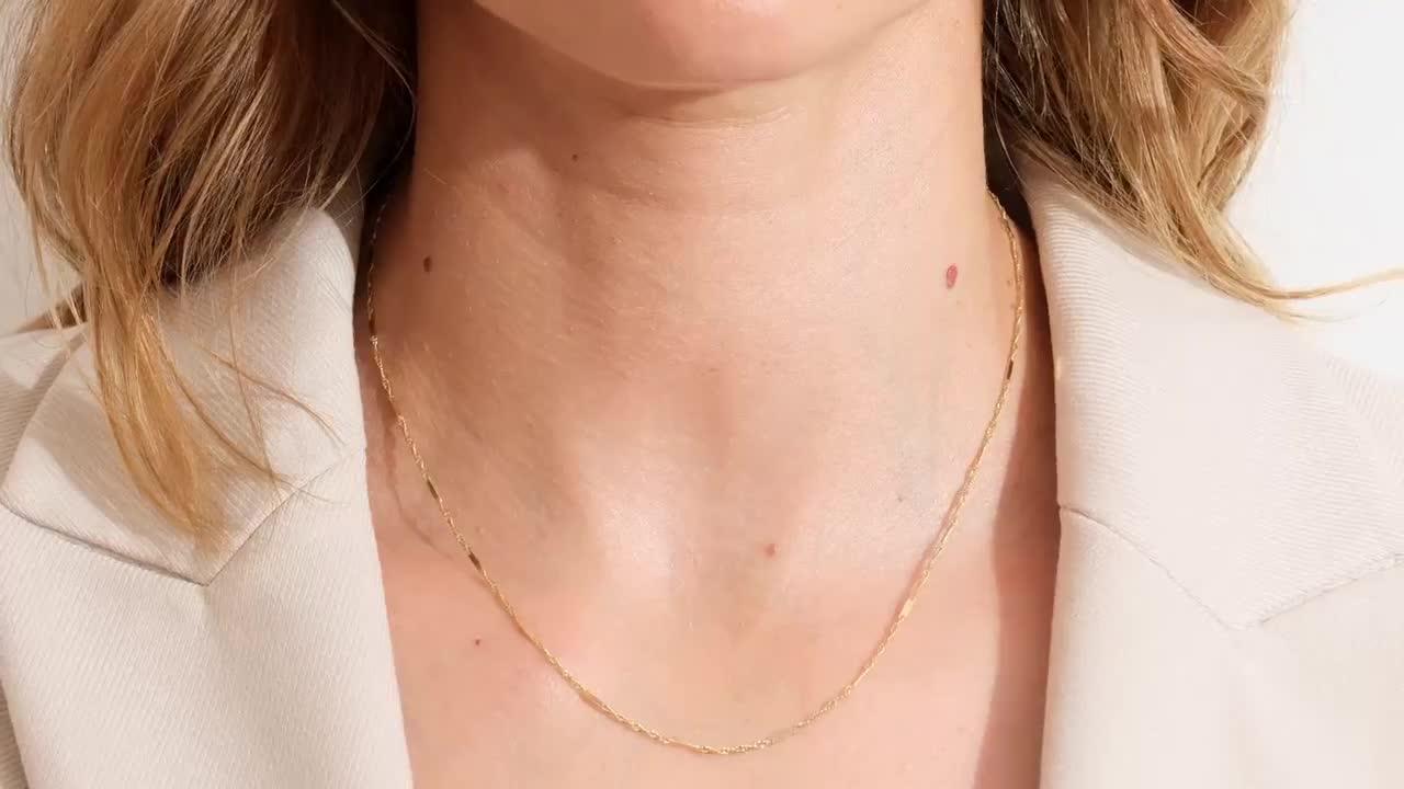 Video of the-love-collection-9ct-yellow-gold-singapore-bar-chain-necklace-18-inch