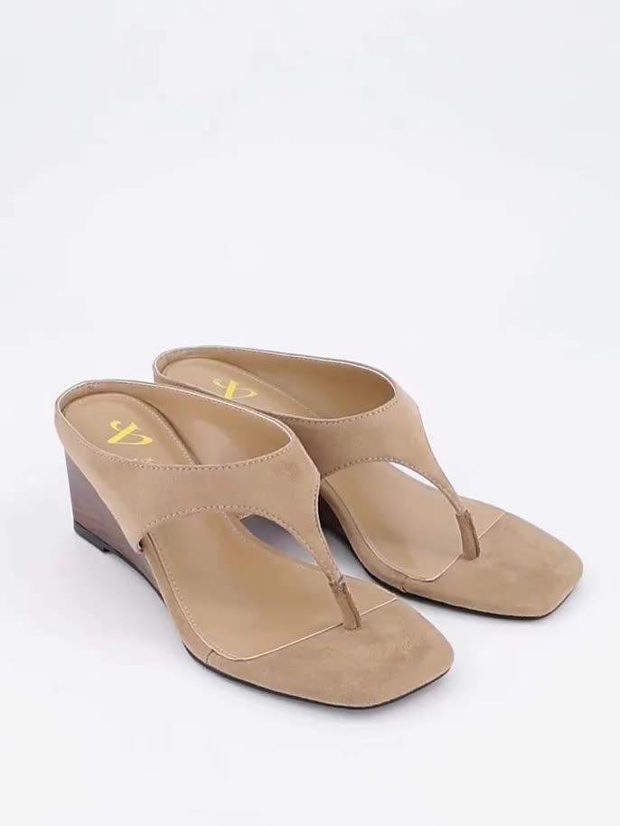 Image thumbnail 7 of 7 of The Very Collection Thong Low Wedge Sandal - Taupe