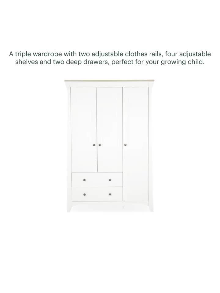 Image thumbnail 6 of 6 of CuddleCo Clara Triple Wardrobe - White & Ash