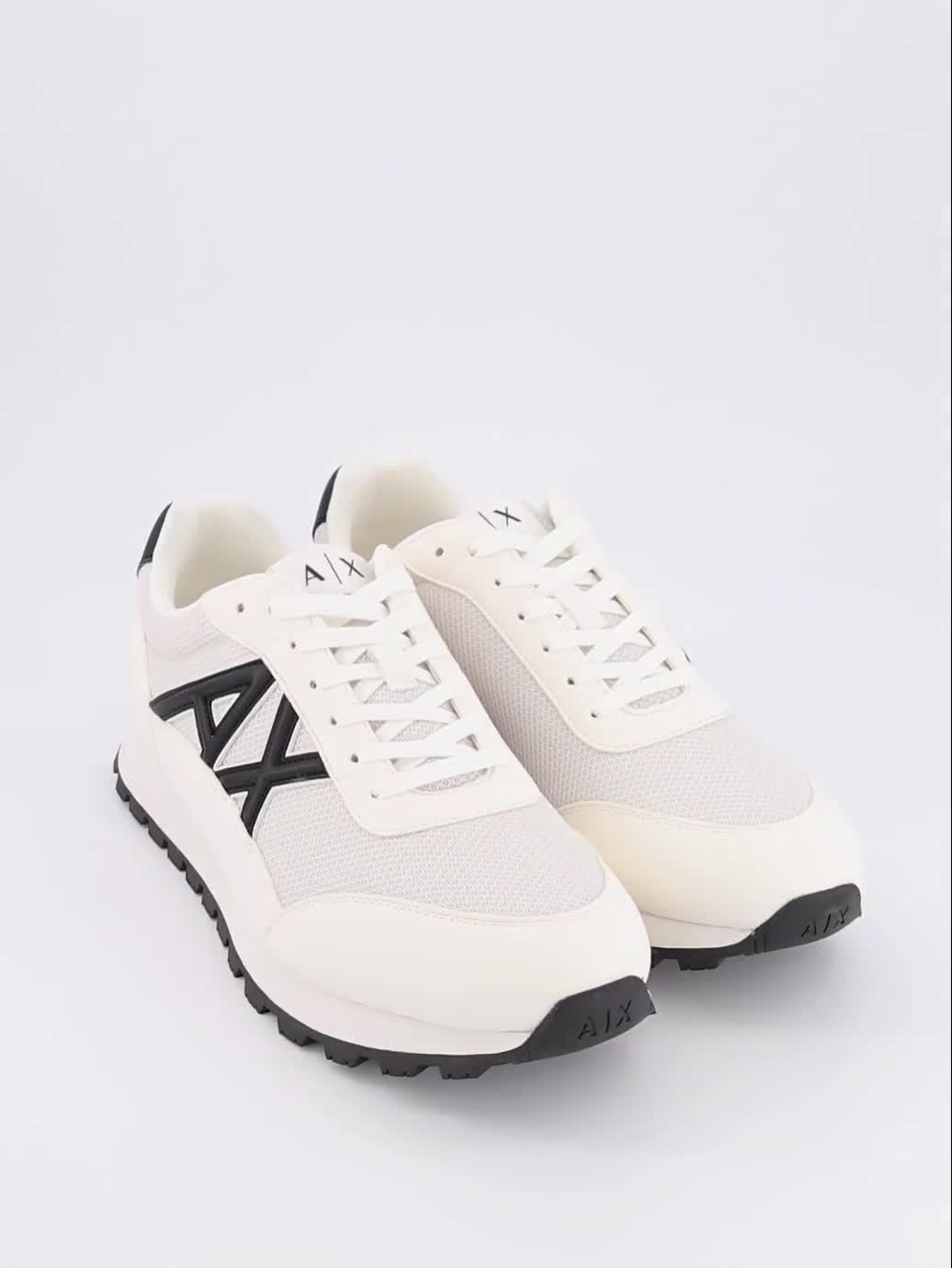 Video of armani-exchange-drop-logo-suede-runner-trainers-off-white