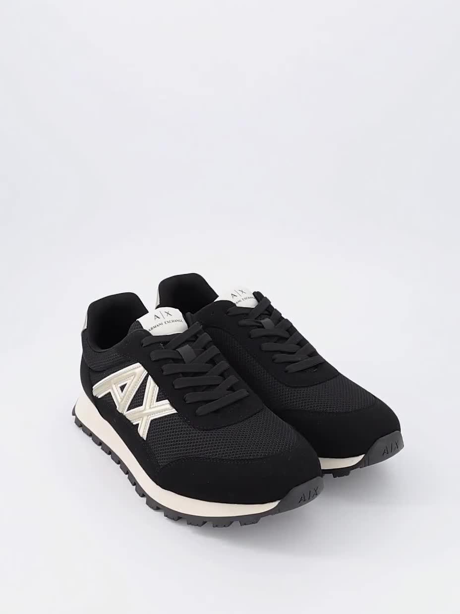 Video of armani-exchange-drop-logo-suede-runner-trainers-black
