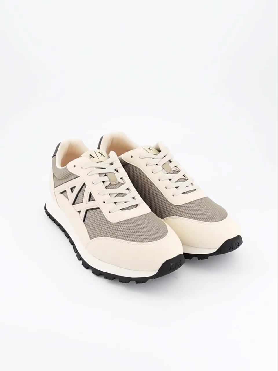 Video of armani-exchange-drop-logo-suede-runner-trainers-cream