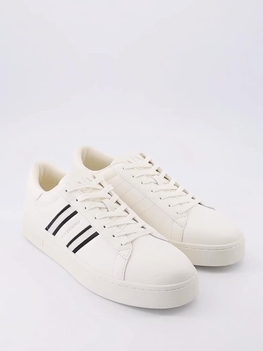 Video of armani-exchange-side-stripe-cupsole-trainers-off-white