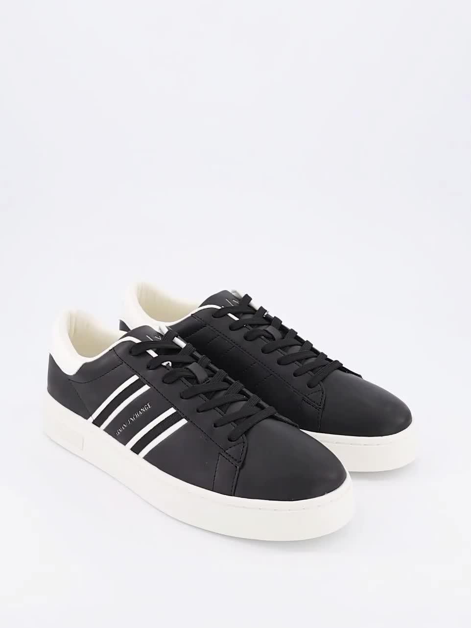 Video of armani-exchange-side-stripe-cupsole-trainers-black