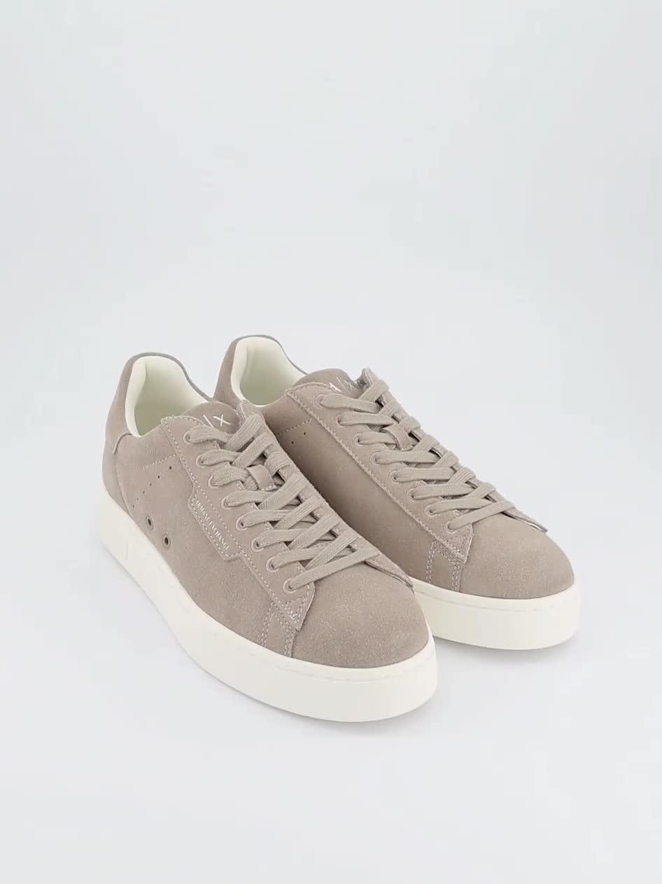 Video of armani-exchange-suede-cupsole-trainer-beige
