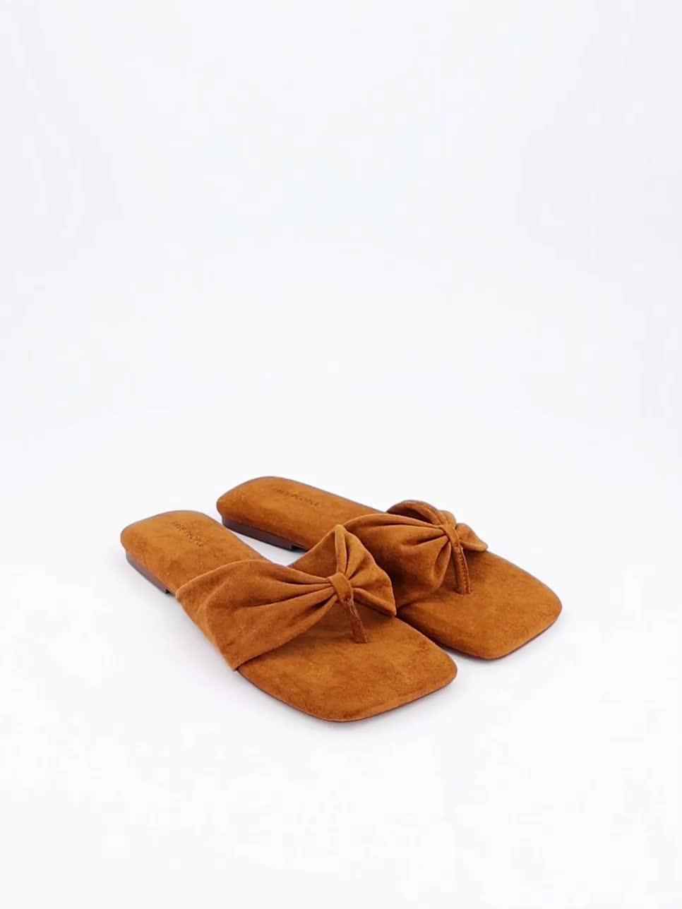 Image thumbnail 7 of 7 of FREE PEOPLE Tia Ruched Vegan Suede Sandal - Brown