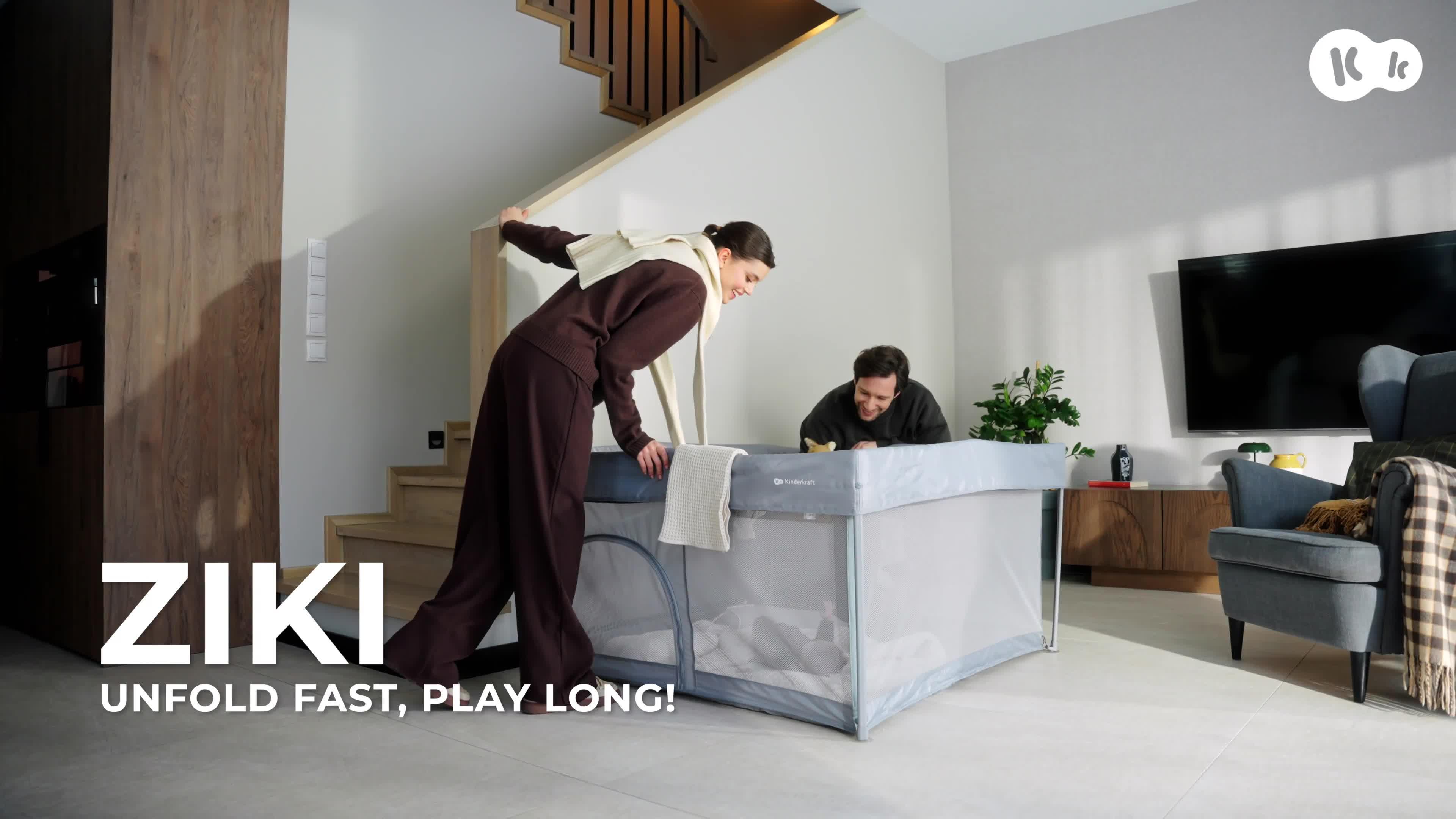 Video of kinderkraft-ziki-playpen-grey