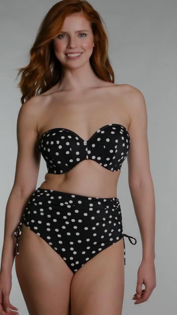Image thumbnail 7 of 7 of Panache Polka Dot Scarlett Bikini Bandeau - Black