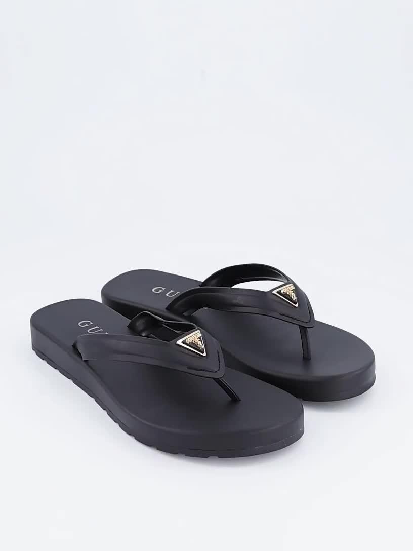 Image thumbnail 7 of 7 of Guess Womens Logo Badge Cushioned Strap Flip Flops - Black