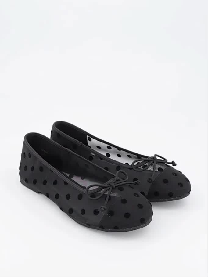 Image thumbnail 7 of 7 of The Very Collection Wide Fit Polka Dot Ballerina Shoes - Black