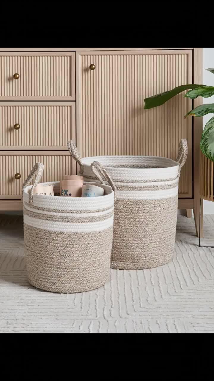Image thumbnail 8 of 8 of The Very Collection Set Of 2 Two Tone Cotton Rope Storages With Handle