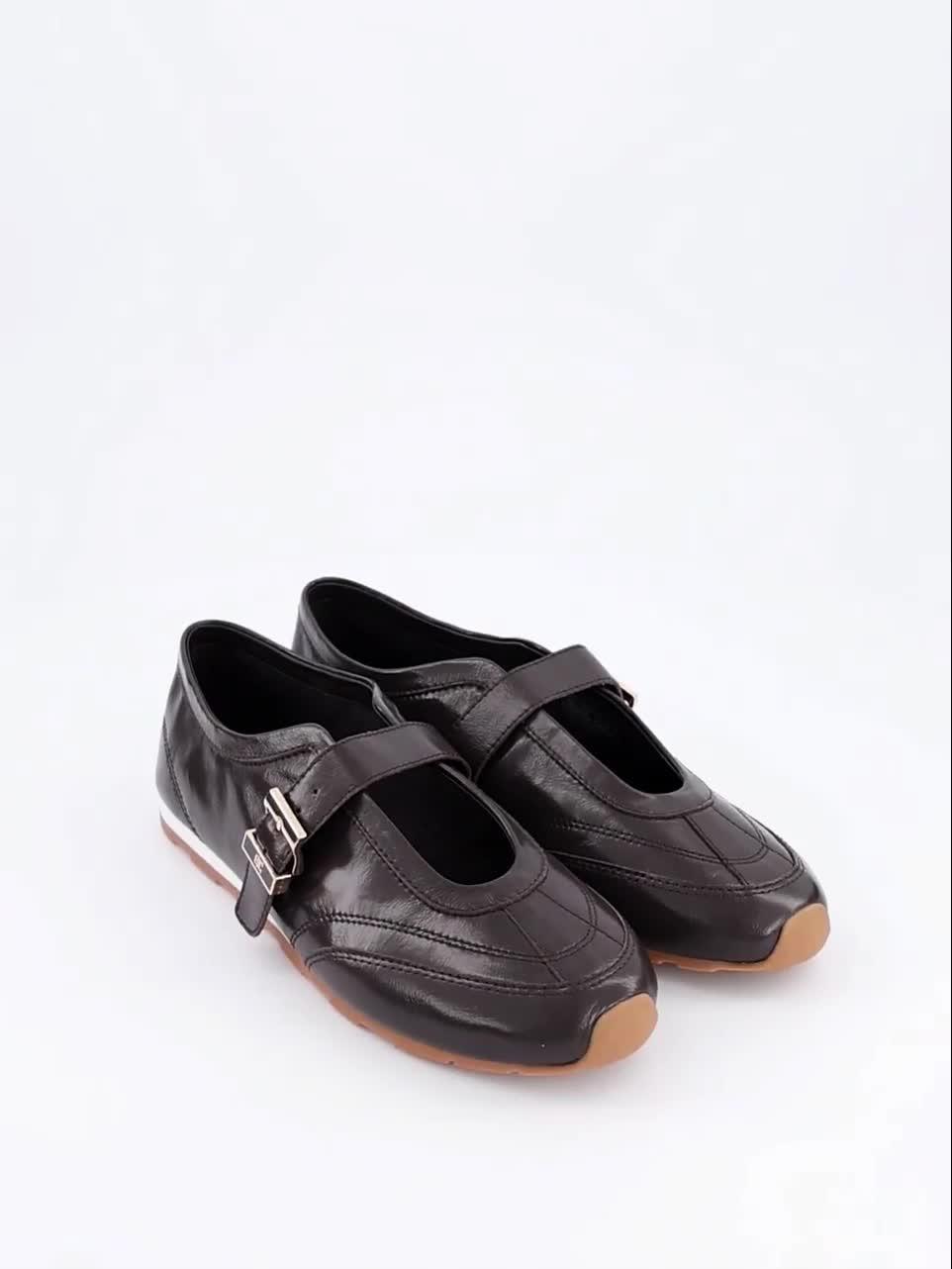 Image thumbnail 7 of 7 of Tommy Hilfiger Bella Ballet Mary Jane Leather Trainers - Brown