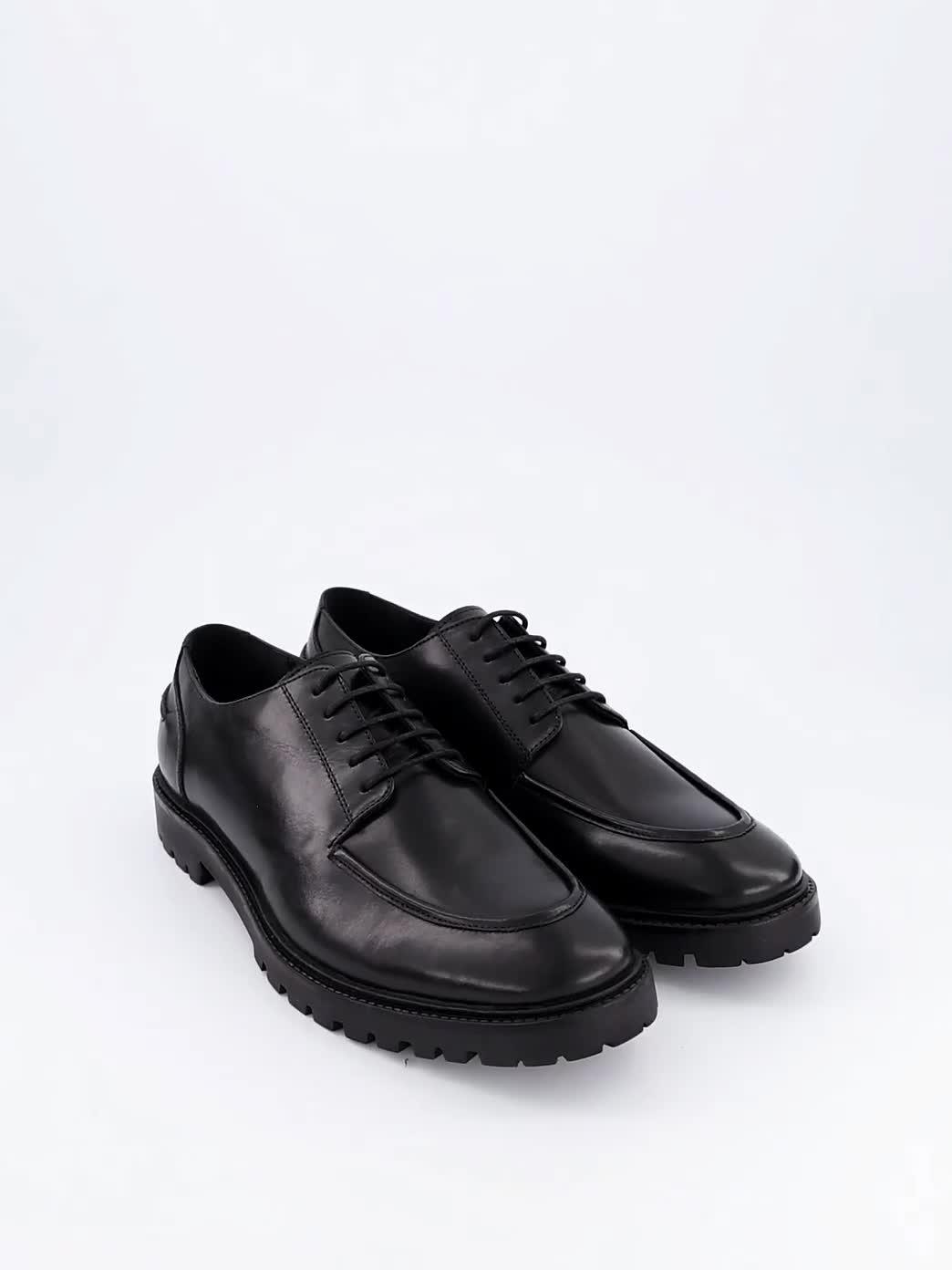 Image thumbnail 7 of 7 of The Very Collection Mens Leather Apron Toe Chunky Sole Derby Shoes - Black
