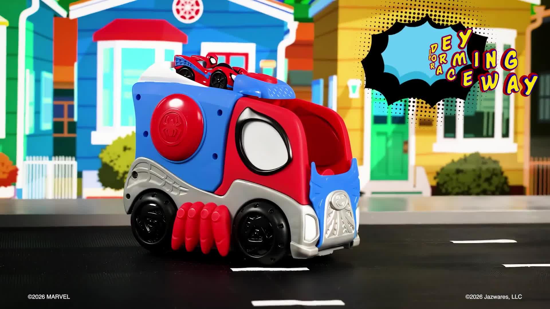 Image thumbnail 8 of 8 of Spidey and His Amazing Friends Spidey Transforming Hauler Raceway Track Set