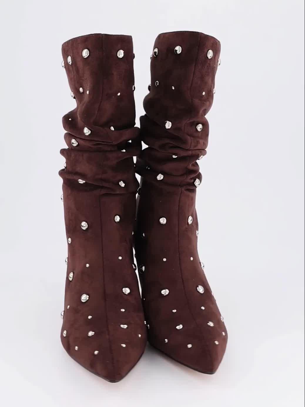Image thumbnail 7 of 7 of The Very Collection Slouch Calf Boot With Studs - Brown