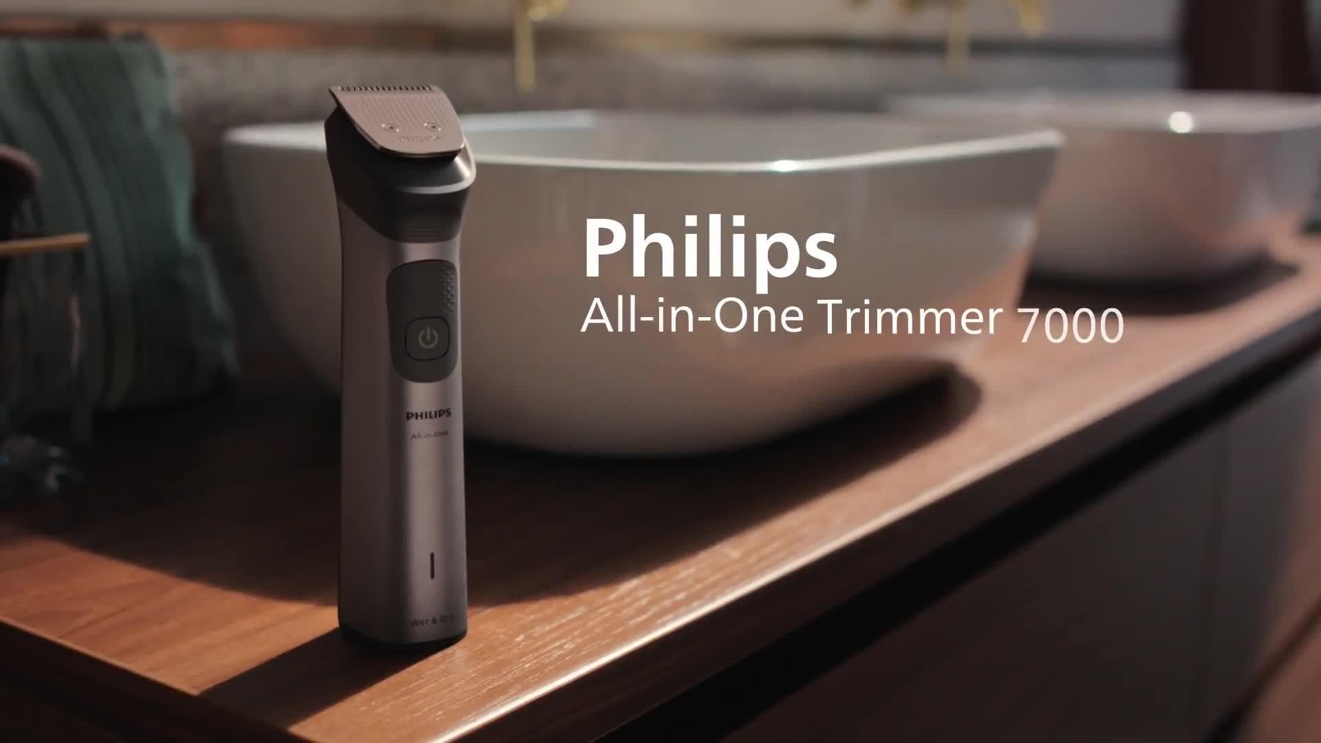 Video of philips-multigroom-7000-series-all-in-one-17-piece-trimmer-face-head-amp-body-self-sharpening-blades-22-length-settings-05-16-mm-mg794115