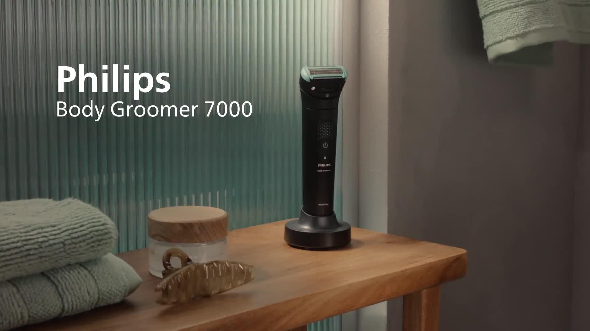 Video of philips-body-groomer-7000-series-2d-flexing-head-triple-protect-shave-system-intimate-trim-shave-100-showerproof-bg747015