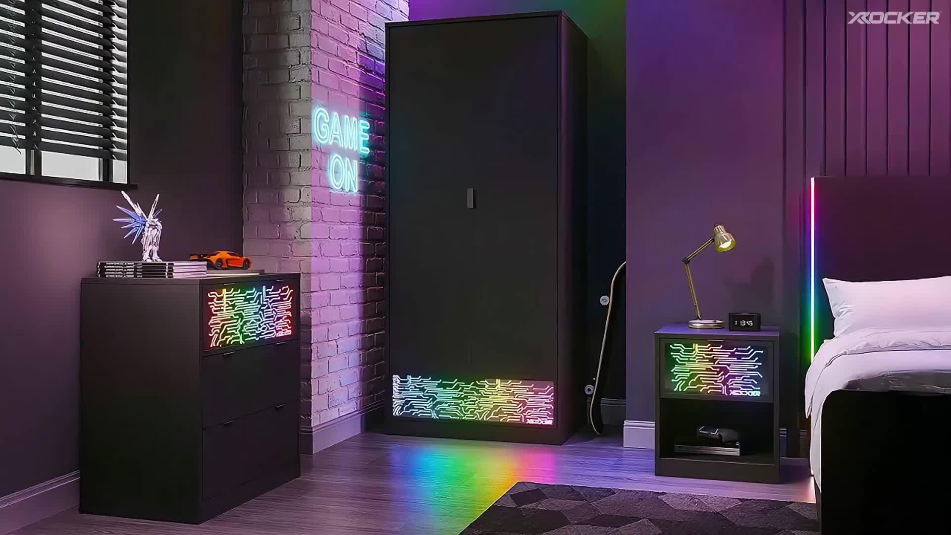 Video of x-rocker-neonite-bedside-circuit-edition-with-app-control-led-lights