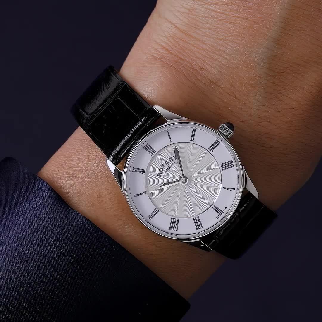 Image thumbnail 6 of 6 of Rotary Ladies SS Black Strap White Dial 50m