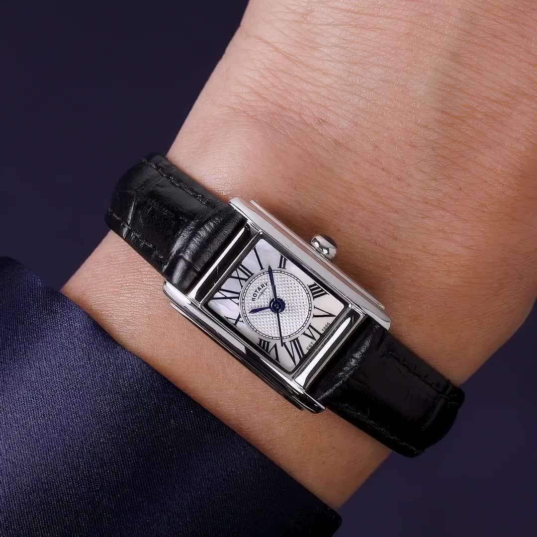 Image thumbnail 6 of 6 of Rotary Ladies SS Black Strap MOP Dial 50m