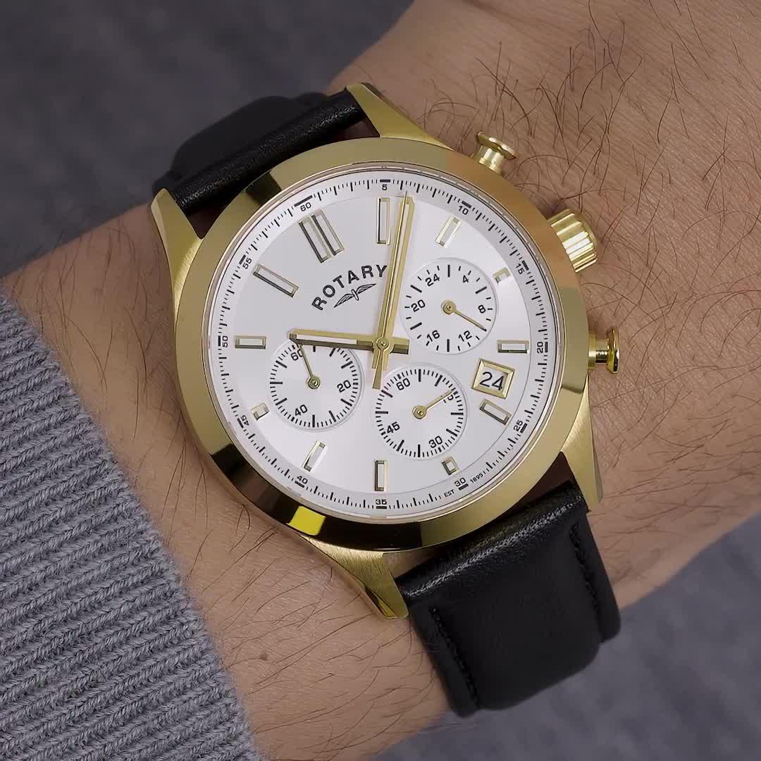 Image thumbnail 6 of 6 of Rotary Men's GP Chronograph Black Strap Silver White Dial 50m