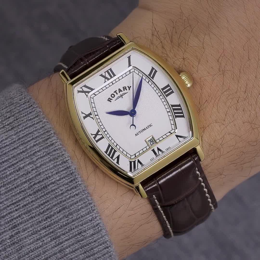 Image thumbnail 6 of 6 of Rotary Men's Automatic GP Brown Strap White Dial 50m