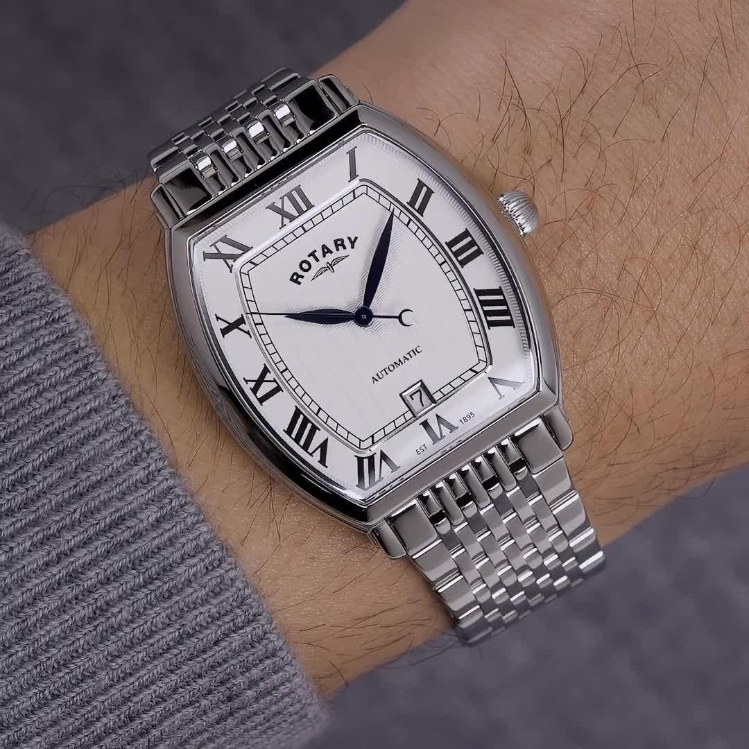 Image thumbnail 6 of 6 of Rotary Men's Automatic SS Bracelet White Dial 50m
