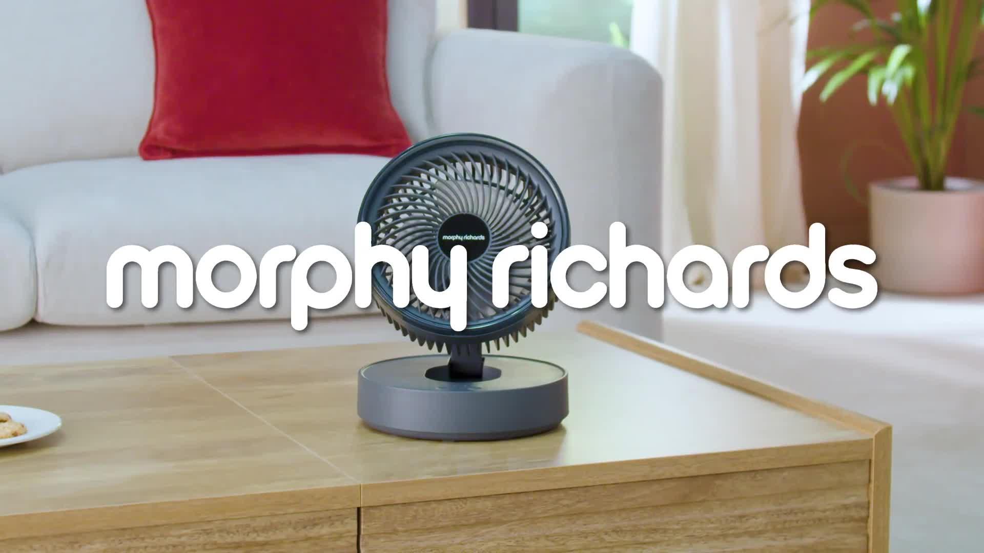 Video of morphy-richards-airflex-6-portable-oscillating-usb-fan-whitegrey