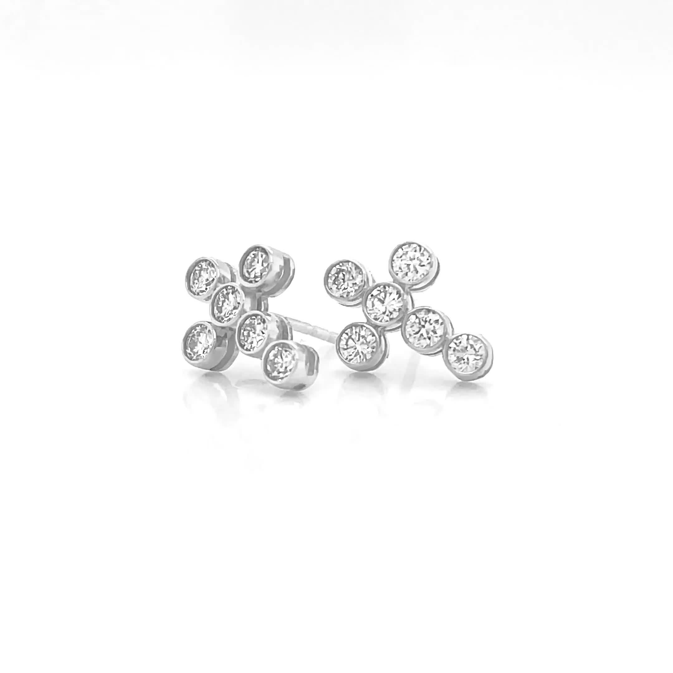 Image thumbnail 6 of 6 of Harriet Sterling 0.50Ct Lab-Grown Diamond Cross Dew Stud Earrings - Silver
