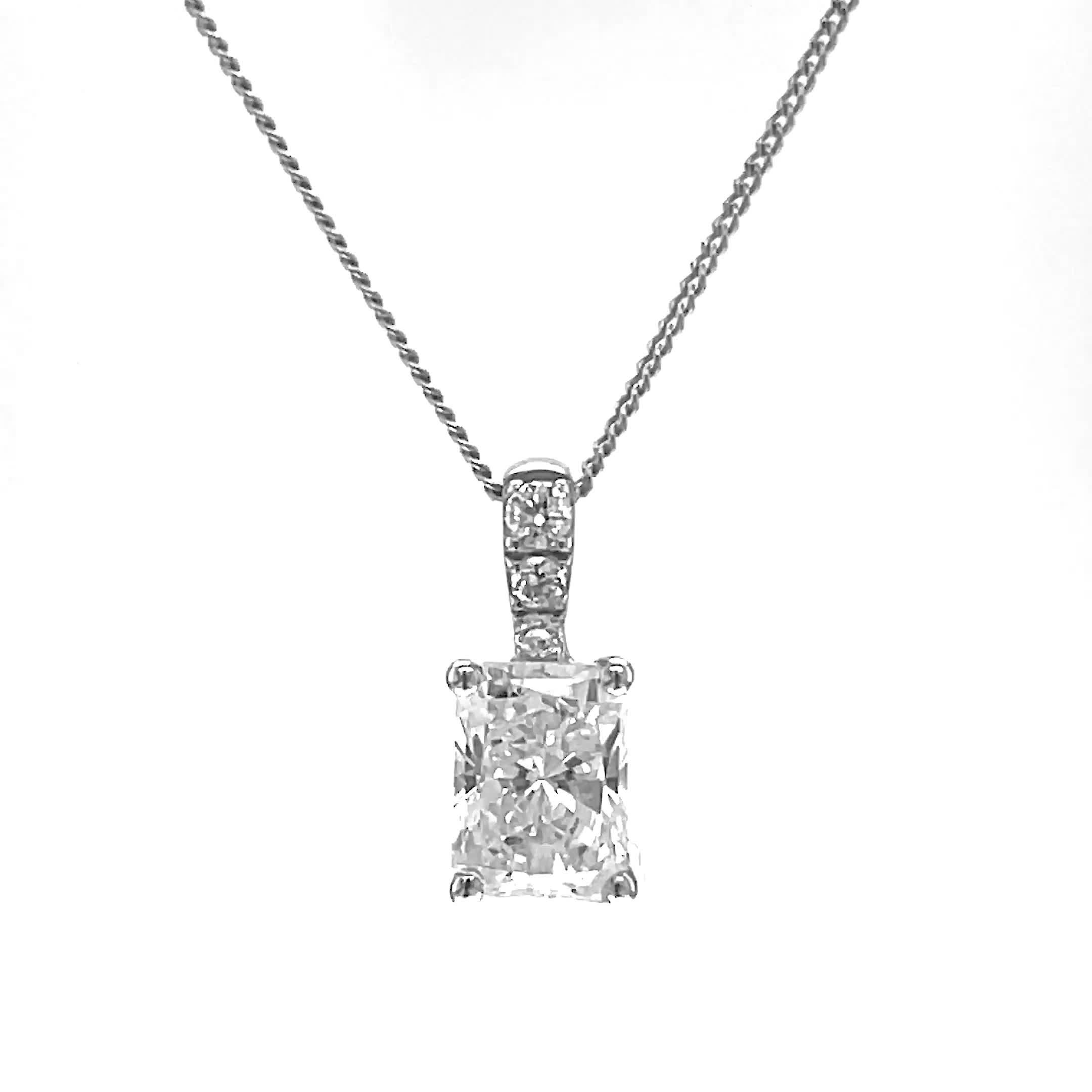 Image thumbnail 7 of 7 of Harriet 9Ct White Gold 0.50Ct Lab-Grown Diamond Baguette Pendant Necklace