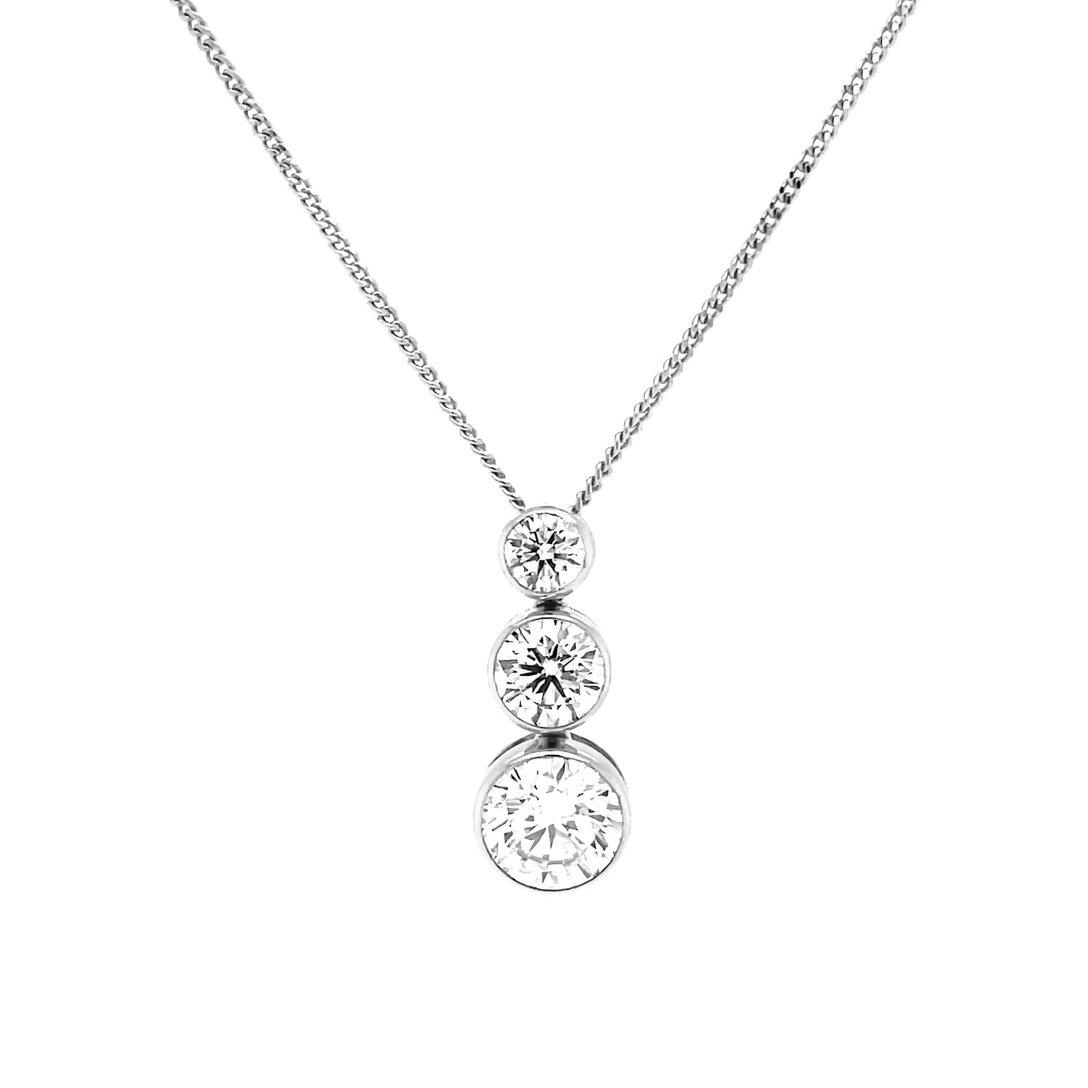 Image thumbnail 7 of 7 of Harriet Sterling 1Ct Lab-Grown Diamond Graduated Dew Drop Pendant Necklace - Silver